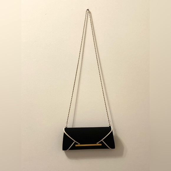 VINTAGE Jacques Vert black, white and gold clutch - Picture 2 of 5